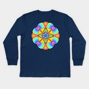 Rainbow mandala colorful Kids Long Sleeve T-Shirt